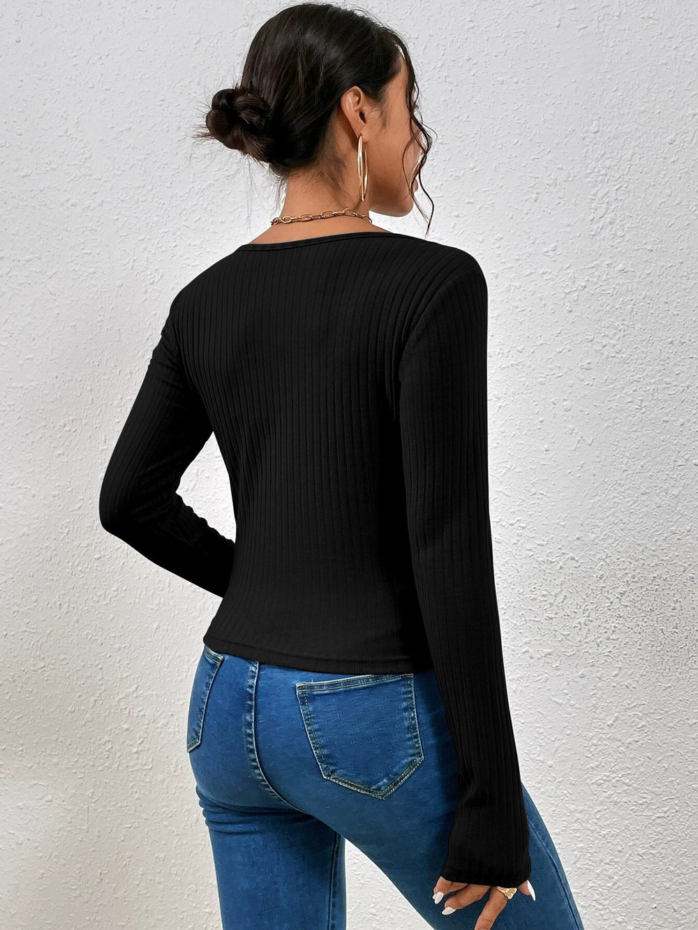 ZARA Slim Fit Long Sleeve Crew Neck Inner Outer Wear Top